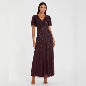 Mac Duggal 35109 NWT Embellished Flutter Sleeve Gown